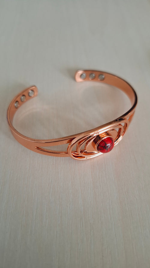 Kupferarmband - roter Stein